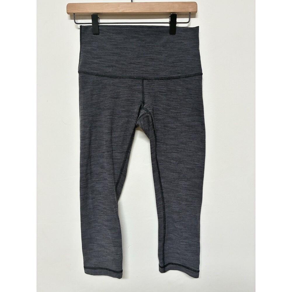 Lululemon Wunder Under Crop Leggings Women's Gray Pique Textured Athleisure